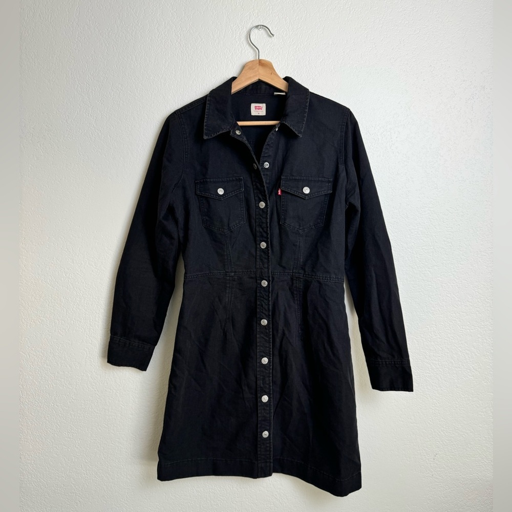 LEVI’S SOLID ELLIE DENIM DRESS BLACK SIZE M